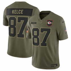 Men Kansas City Chiefs 87 Travis Kelce Olive 2025 Salute to Service Limited Stitched Football Jersey Men Kansas City Chiefs 87 Travis Kelce Olive 2025 Salute to Service Limited Stitched Football Jersey