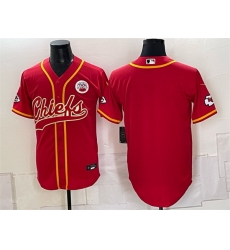 Men Kansas City Chiefs Blank Red Gold With Patch Cool Base Stitched Baseball Jersey
