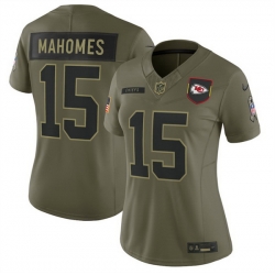 Women Kansas City Chiefs 15 Patrick Mahomes Olive 2025 Salute to Service Limited Stitched Football Jersey Women Kansas City Chiefs 15 Patrick Mahomes Olive 2025 Salute to Service Limited Stitched Football Jersey