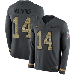 Nike Chiefs #14 Sammy Watkins Anthracite Salute to Service Youth Long Sleeve Jersey Nike Chiefs #14 Sammy Watkins Anthracite Salute to Service Youth Long Sleeve Jersey