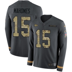 Nike Chiefs #15 Patrick Mahomes Anthracite Salute to Service Youth Long Sleeve Jersey Nike Chiefs #15 Patrick Mahomes Anthracite Salute to Service Youth Long Sleeve Jersey
