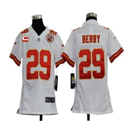 Nike Chiefs #29 Eric Berry White With C Patch Youth Stitched NFL Elite Jersey Nike Chiefs #29 Eric Berry White With C Patch Youth Stitched NFL Elite Jersey