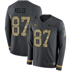 Nike Chiefs #87 Travis Kelce Anthracite Salute to Service Youth Long Sleeve Jersey Nike Chiefs #87 Travis Kelce Anthracite Salute to Service Youth Long Sleeve Jersey