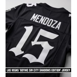 Men Las Vegas Raiders  15 Fernando Mendoza Gothic Sin City Shadows Edition s Black  Jersey
