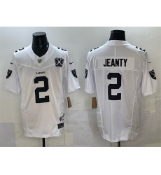 Men Las Vegas Raiders 2 Ashton Jeanty White 2025 Draft F U S E  With Nevada Silver Stat Patch And 65th Anniversary Patch Stitched Football Jersey Men Las Vegas Raiders 2 Ashton Jeanty White 2025 Draft F U S E  With Nevada Silver Stat Patch And 65th Anniversary Patch Stitched Football Jersey