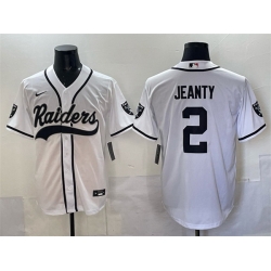 Men Las Vegas Raiders 2 Ashton Jeanty White Cool Base Stitched Baseball Jersey Men Las Vegas Raiders 2 Ashton Jeanty White Cool Base Stitched Baseball Jersey