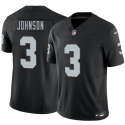 Men Las Vegas Raiders  3 Taron Johnson Black 2026 F U S E  Vapor Untouchable Limited Stitched Football Jersey