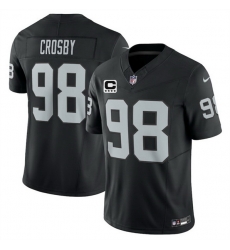 Men Las Vegas Raiders 98 Maxx Crosby Black 2025 F U S E  With 4 Star C Patch Vapor Untouchable Limited Stitched Football Jersey Men Las Vegas Raiders 98 Maxx Crosby Black 2025 F U S E  With 4 Star C Patch Vapor Untouchable Limited Stitched Football Jersey