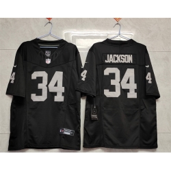 Women Las Vegas Raiders 34 Bo Jackson Black 2025 F U S E  Vapor Stitched Jersey  Women Las Vegas Raiders 34 Bo Jackson Black 2025 F U S E  Vapor Stitched Jersey
