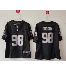 Women Las Vegas Raiders 98 Maxx Crosby Black 2025 F U S E  Vapor Stitched Jersey 