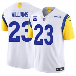 Men Los Angeles Rams 23 Kyren Williams White 2025 F U S E  With 1 Star C Patch Vapor Untouchable Stitched Football Jersey Men Los Angeles Rams 23 Kyren Williams White 2025 F U S E  With 1 Star C Patch Vapor Untouchable Stitched Football Jersey