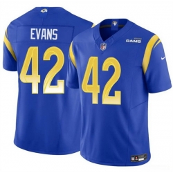 Men Los Angeles Rams 42 Ethan Evans Blue 2025 F U S E  Vapor Untouchable Stitched Football Jersey Men Los Angeles Rams 42 Ethan Evans Blue 2025 F U S E  Vapor Untouchable Stitched Football Jersey
