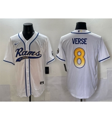 Men Los Angeles Rams 8 Jared Verse White Cool Base Stitched Baseball Jersey Men Los Angeles Rams 8 Jared Verse White Cool Base Stitched Baseball Jersey