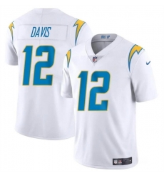 Men Los Angeles Chargers 12 Derius Davis White 2024 Vapor Limited Stitched Football Jersey