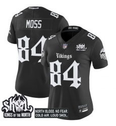 Women Minnesota Vikings 84 Randy Moss Black 2025 Kings of the North Patch Gothic Norseblood Edition Vapor Untouchable Limited Stitched Football Jersey 1 Women Minnesota Vikings 84 Randy Moss Black 2025 Kings of the North Patch Gothic Norseblood Edition Vapor Untouchable Limited Stitched Football Jersey 1