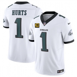 Men Philadelphia Eagles 1 Jalen Jurts White 2025 F U S E  With 4 Star C Patch Vapor Untouchable Limited Stitched Football Jersey Men Philadelphia Eagles 1 Jalen Jurts White 2025 F U S E  With 4 Star C Patch Vapor Untouchable Limited Stitched Football Jersey