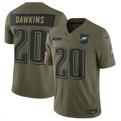 Men Philadelphia Eagles 20 Brian Dawkins Olive 2025 Salute to Service Limited Stitched Football Jersey Men Philadelphia Eagles 20 Brian Dawkins Olive 2025 Salute to Service Limited Stitched Football Jersey