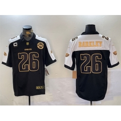 Men Philadelphia Eagles 26 Saquon Barkley Black Gold 2024 New F U S E  With 3 Star C Patch Stitched Football Jersey