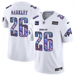 Men Philadelphia Eagles 26 Saquon Barkley White 2024 Crucial Catch F U S E  With 4 Star C Patch Vapor Untouchable Limited Stitched Football Jersey Men Philadelphia Eagles 26 Saquon Barkley White 2024 Crucial Catch F U S E  With 4 Star C Patch Vapor Untouchable Limited Stitched Football Jersey