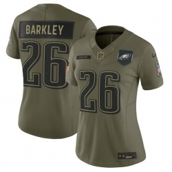 Women Philadelphia Eagles 26 Saquon Barkley Olive 2025 Salute to Service Limited Stitched Football Jersey Women Philadelphia Eagles 26 Saquon Barkley Olive 2025 Salute to Service Limited Stitched Football Jersey