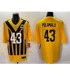 Men Pittsburgh Steelers 43 Troy Polamalu Gold 1933 Throwback Alternate Stitched Football Jersey Men Pittsburgh Steelers 43 Troy Polamalu Gold 1933 Throwback Alternate Stitched Football Jersey