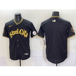 Men Pittsburgh Steelers Blank Black 412 Patch Vapor Premier Limited Stitched Baseball Jersey Men Pittsburgh Steelers Blank Black 412 Patch Vapor Premier Limited Stitched Baseball Jersey