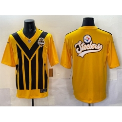 Men Pittsburgh Steelers Team Big Logo Gold 1933 Throwback Alternate Stitched Football Jersey Men Pittsburgh Steelers Team Big Logo Gold 1933 Throwback Alternate Stitched Football Jersey