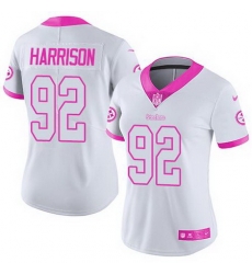 Nike Steelers #92 James Harrison White Pink Womens Stitched NFL Limited Rush Fashion Jersey