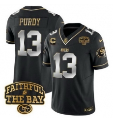 Men San Francisco 49ers 13 Brock Purdy Black 2025 F U S E  1 Star C With Faithful To The Bay Patch Limited V8 Stitched Football Jersey Men San Francisco 49ers 13 Brock Purdy Black 2025 F U S E  1 Star C With Faithful To The Bay Patch Limited V8 Stitched Football Jersey