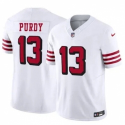 Men San Francisco 49ers #13 Brock Purdy White Throwback Stitched Jersey Men San Francisco 49ers #13 Brock Purdy White Throwback Stitched Jersey