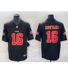 Men San Francisco 49ers 16 Joe Montana Black Vapor Untouchable Limited Stitched Jersey