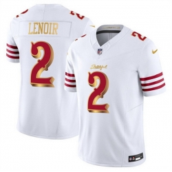 Men San Francisco 49ers 2 Deommodore Lenoir White Gold 2025 F U S E Rivalries Vapor Limited Stitched Football Jersey Men San Francisco 49ers 2 Deommodore Lenoir White Gold 2025 F U S E Rivalries Vapor Limited Stitched Football Jersey