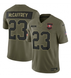 Men San Francisco 49ers 23 Christian McCaffrey Olive 2025 Salute to Service Limited Stitched Football Jersey Men San Francisco 49ers 23 Christian McCaffrey Olive 2025 Salute to Service Limited Stitched Football Jersey