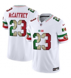 Men San Francisco 49ers 23 Christian McCaffrey White 2025 F U S E  Mexico Vapor Limited Stitched Football Jersey Men San Francisco 49ers 23 Christian McCaffrey White 2025 F U S E  Mexico Vapor Limited Stitched Football Jersey