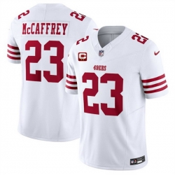 Men San Francisco 49ers 23 Christian McCaffrey White 2025 F U S E  With 2 Star C Patch Vapor Untouchable Limited Stitched Football Jersey Men San Francisco 49ers 23 Christian McCaffrey White 2025 F U S E  With 2 Star C Patch Vapor Untouchable Limited Stitched Football Jersey