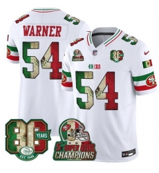 Men San Francisco 49ers 54 Fred Warner White Mexico 80th Anniversary Five Time Super Bowl Champions Patch 2026 F U S E Vapor Untouchable Limited Stitched F Men San Francisco 49ers 54 Fred Warner White Mexico 80th Anniversary Five Time Super Bowl Champions Patch 2026 F U S E Vapor Untouchable Limited Stitched F