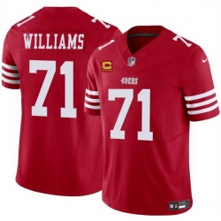 Men San Francisco 49ers 71 Trent Williams Red 2025 F U S E  With 4 Star C Patch Vapor Untouchable Limited Stitched Football Jersey Men San Francisco 49ers 71 Trent Williams Red 2025 F U S E  With 4 Star C Patch Vapor Untouchable Limited Stitched Football Jersey