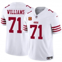 Men San Francisco 49ers 71 Trent Williams White 2025 F U S E  With 4 Star C Patch Vapor Untouchable Limited Stitched Football Jersey Men San Francisco 49ers 71 Trent Williams White 2025 F U S E  With 4 Star C Patch Vapor Untouchable Limited Stitched Football Jersey
