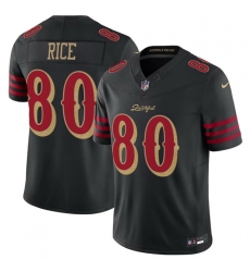 Men San Francisco 49ers 80 Jerry Rice Black 2025 F U S E Rivalries Vapor Limited Stitched Football Jersey Men San Francisco 49ers 80 Jerry Rice Black 2025 F U S E Rivalries Vapor Limited Stitched Football Jersey