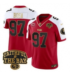 Men San Francisco 49ers 97 Nick Bosa Red Alternate 2025 F U S E  1 Star C With Faithful To The Bay Patch Limited V8 Stitched Football Jersey Men San Francisco 49ers 97 Nick Bosa Red Alternate 2025 F U S E  1 Star C With Faithful To The Bay Patch Limited V8 Stitched Football Jersey