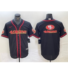 Men San Francisco 49ers Black Team Big Logo With Patch Cool Base Stitched Baseball Jerseys 1