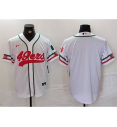 Men San Francisco 49ers Blank White With Patch Cool Base Stitched Baseball Jersey