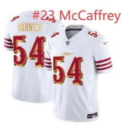 Men San Francisco 49ers Christian McCaffrey #23 White Gold 2025 F U S E Rivalries Vapor Limited Stitched Football Jersey Men San Francisco 49ers Christian McCaffrey #23 White Gold 2025 F U S E Rivalries Vapor Limited Stitched Football Jersey