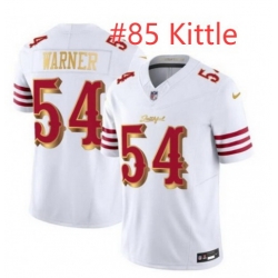 Men San Francisco 49ers George Kittle #85 White Gold 2025 F U S E Rivalries Vapor Limited Stitched Football Jersey Men San Francisco 49ers George Kittle #85 White Gold 2025 F U S E Rivalries Vapor Limited Stitched Football Jersey