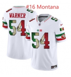 Men San Francisco 49ers Joe Montana #16 White 2025 F U S E Mexico Vapor Limited Stitched Football Jersey