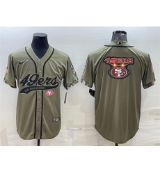 Men San Francisco 49ers Olive Salute To Service Team Big Logo Cool Base Stitched Baseball Jersey