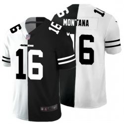 San Francisco 49ers 16 Joe Montana Men Black V White Peace Split Nike Vapor Untouchable Limited NFL Jersey