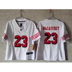 Women San Francisco 49ers 23 Christian McCaffrey New White F U S E Vapor Untouchable Stitched Jersey  Women San Francisco 49ers 23 Christian McCaffrey New White F U S E Vapor Untouchable Stitched Jersey