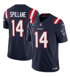 Men New England Patriots 14 Robert Spillane Navy 2025 F U S E  With 3 Star C Patch Vapor Limited Stitched Football Jersey Men New England Patriots 14 Robert Spillane Navy 2025 F U S E  With 3 Star C Patch Vapor Limited Stitched Football Jersey