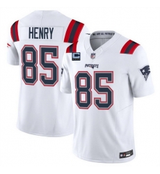 Men New England Patriots 85 Hunter Henry White 2025 F U S E  With 4 Star C Patch Vapor Limited Stitched Football Jersey Men New England Patriots 85 Hunter Henry White 2025 F U S E  With 4 Star C Patch Vapor Limited Stitched Football Jersey